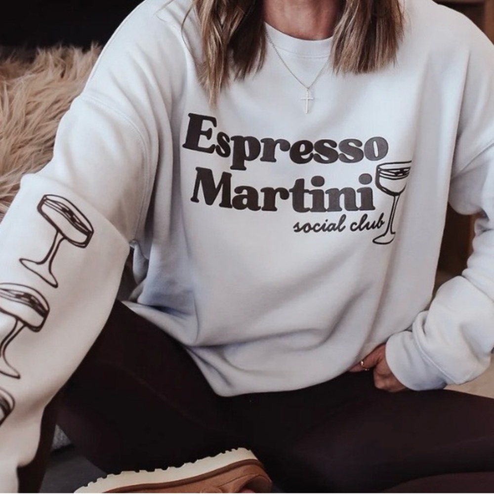 Made to Order: Espresso Martini Social Club White Crewneck XS-3XL Available!!!